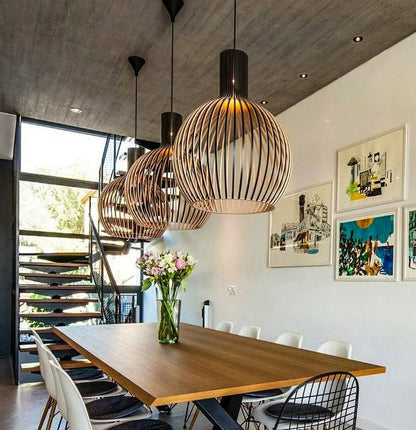 Suspension en bois naturel | Design rustique en forme de cage pour la décoration intérieure