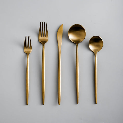 20-Piece Gold Stainless Steel Cutlery Set | Modern Minimalist Design