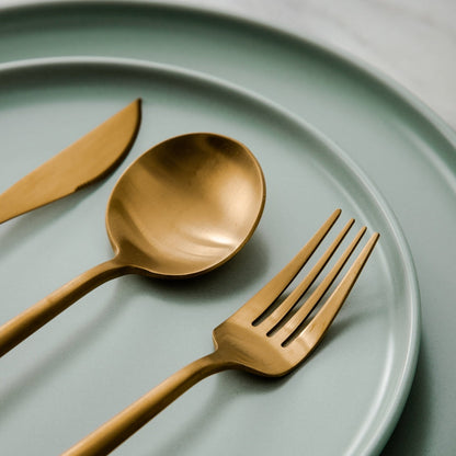 20-Piece Gold Stainless Steel Cutlery Set | Modern Minimalist Design