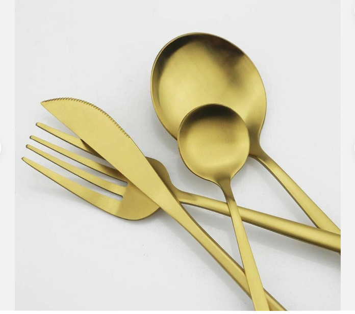 20-Piece Gold Stainless Steel Cutlery Set | Modern Minimalist Design