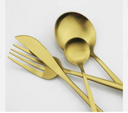 20-Piece Gold Stainless Steel Cutlery Set | Modern Minimalist Design