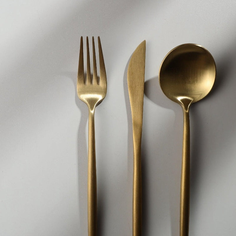 20-Piece Gold Stainless Steel Cutlery Set | Modern Minimalist Design