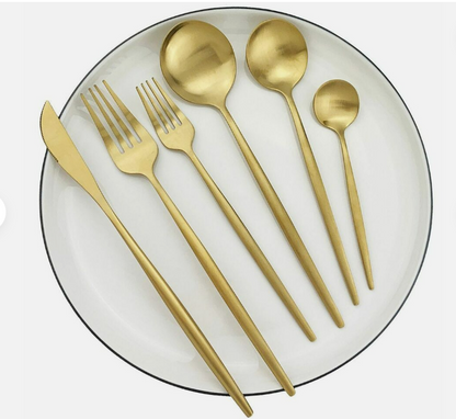 20-Piece Gold Stainless Steel Cutlery Set | Modern Minimalist Design