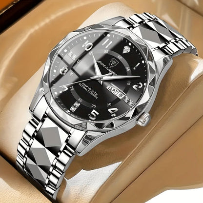 Montre sport homme à cadran bleu | Design bicolore en acier inoxydable