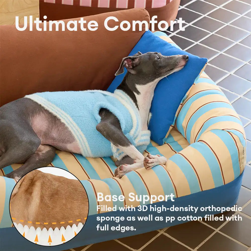 Canapé-lit orthopédique à rayures pour chien - Un canapé confortable pour votre animal de compagnie