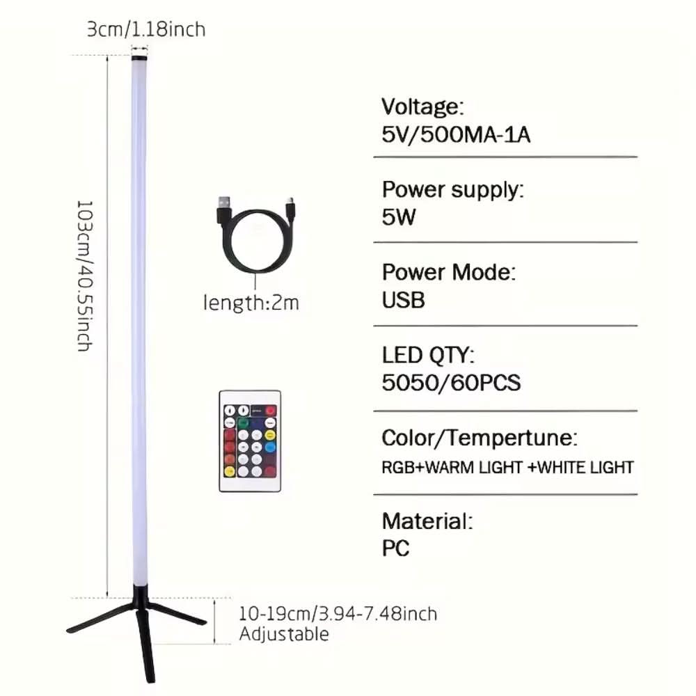 Lampadaire trépied RGB nordique – Éclairage d'ambiance LED élégant pour la maison
