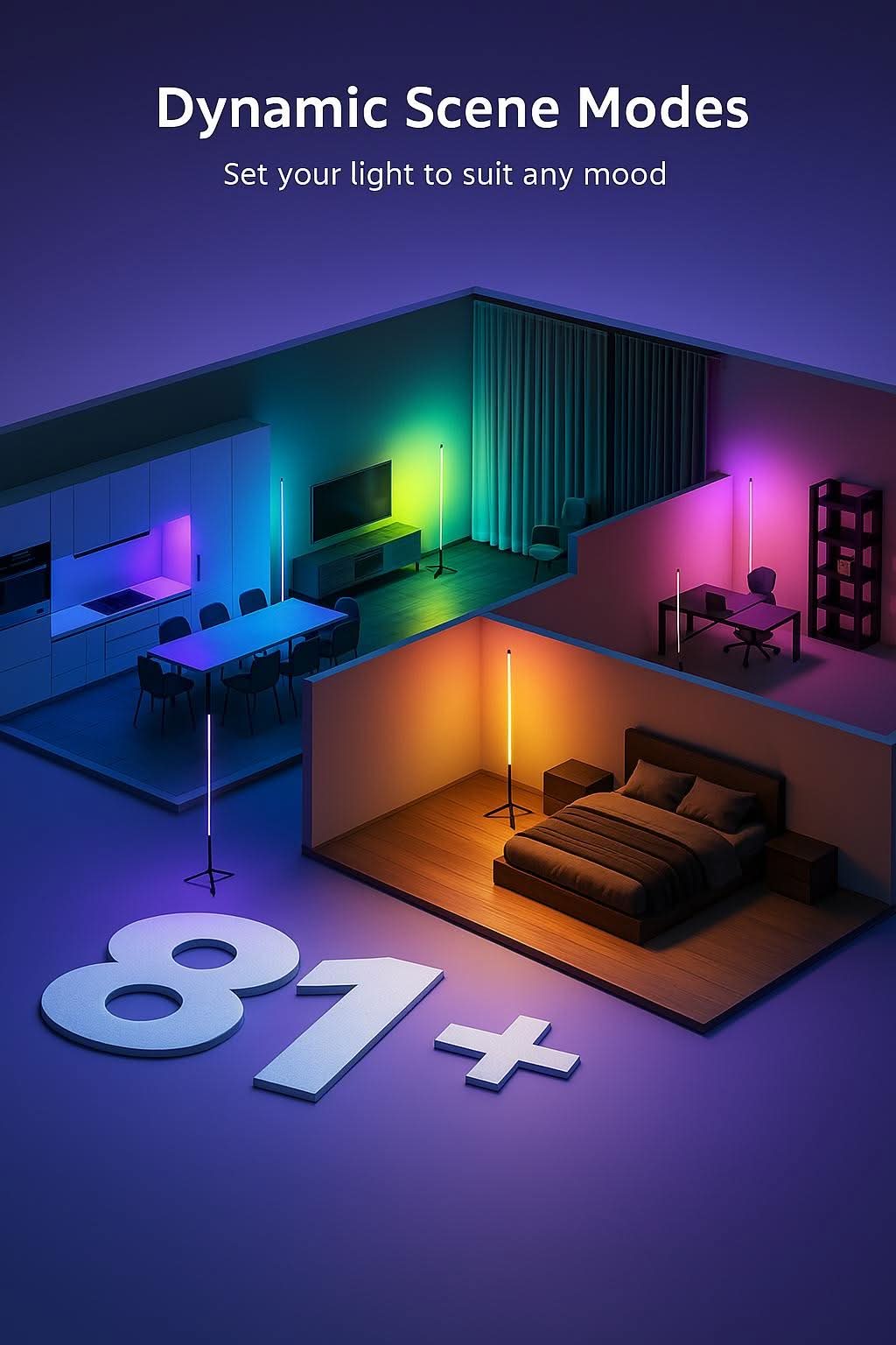 Lampadaire trépied RGB nordique – Éclairage d'ambiance LED élégant pour la maison