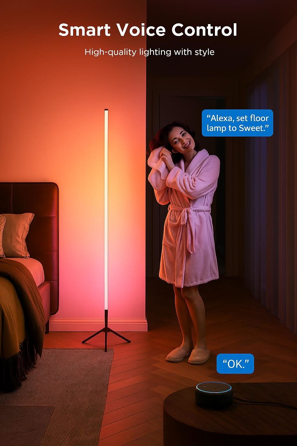 Lampadaire trépied RGB nordique – Éclairage d'ambiance LED élégant pour la maison