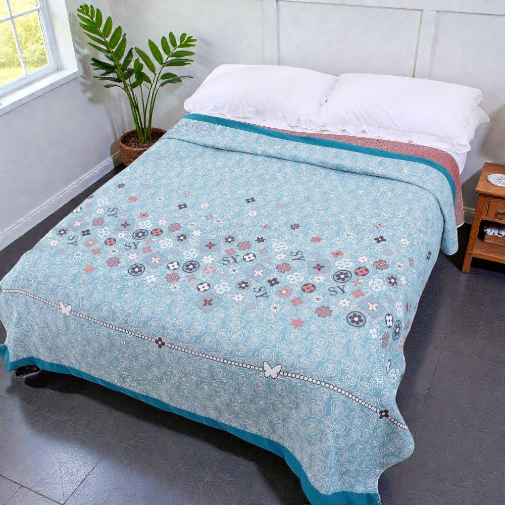 Türkis Blumen Glam Gaze-Decke