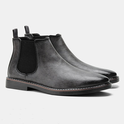 Brown Leather Men's Chelsea Boots with Elastic Sides - Stylish & Comfortable