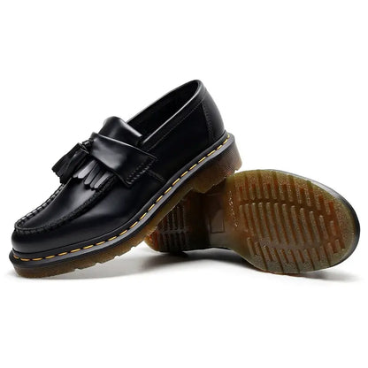 Schwarze Slipper - Hommes Chunky Slip-On Quasten Loafer Schuhe