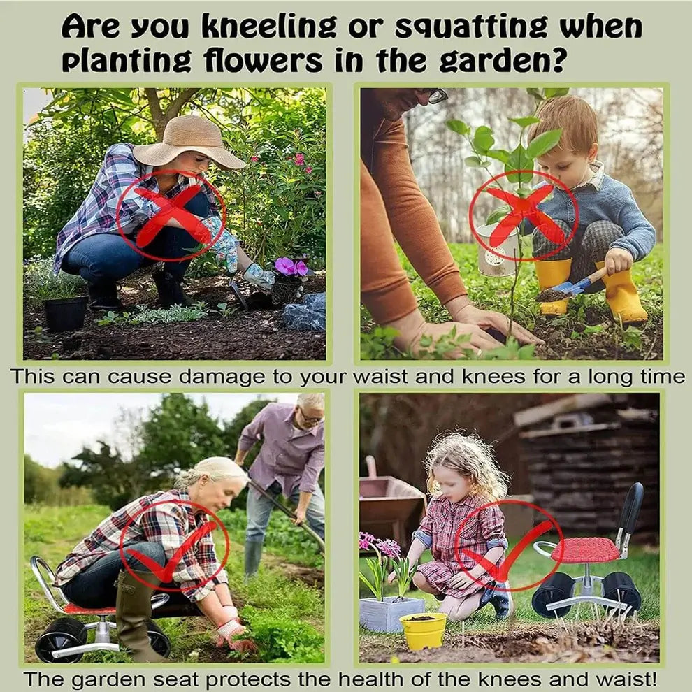 Adjustable Rolling Garden Stool | 360° Rotating Seat for Comfort