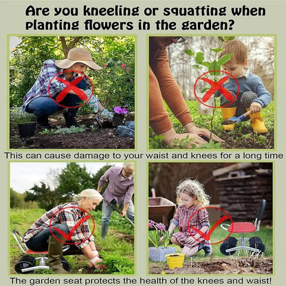 Adjustable Rolling Garden Stool | 360° Rotating Seat for Comfort