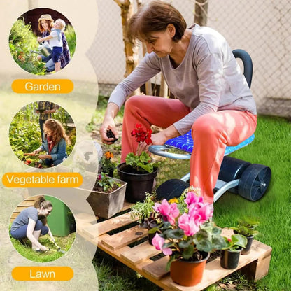 Adjustable Rolling Garden Stool | 360° Rotating Seat for Comfort