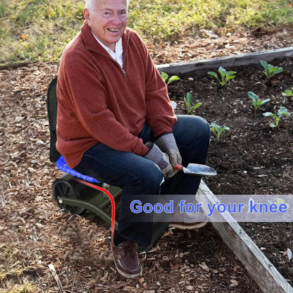Adjustable Rolling Garden Stool | 360° Rotating Seat for Comfort