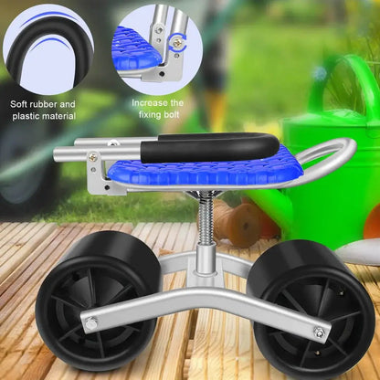 Adjustable Rolling Garden Stool | 360° Rotating Seat for Comfort