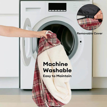 Washable Vintage Plaid Plush Bolster Dog Sofa Bed for Pets