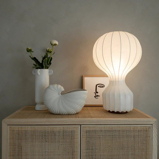 Lampe de chevet japonaise moderne en soie Wabi Sabi - Éclairage élégant pour la maison