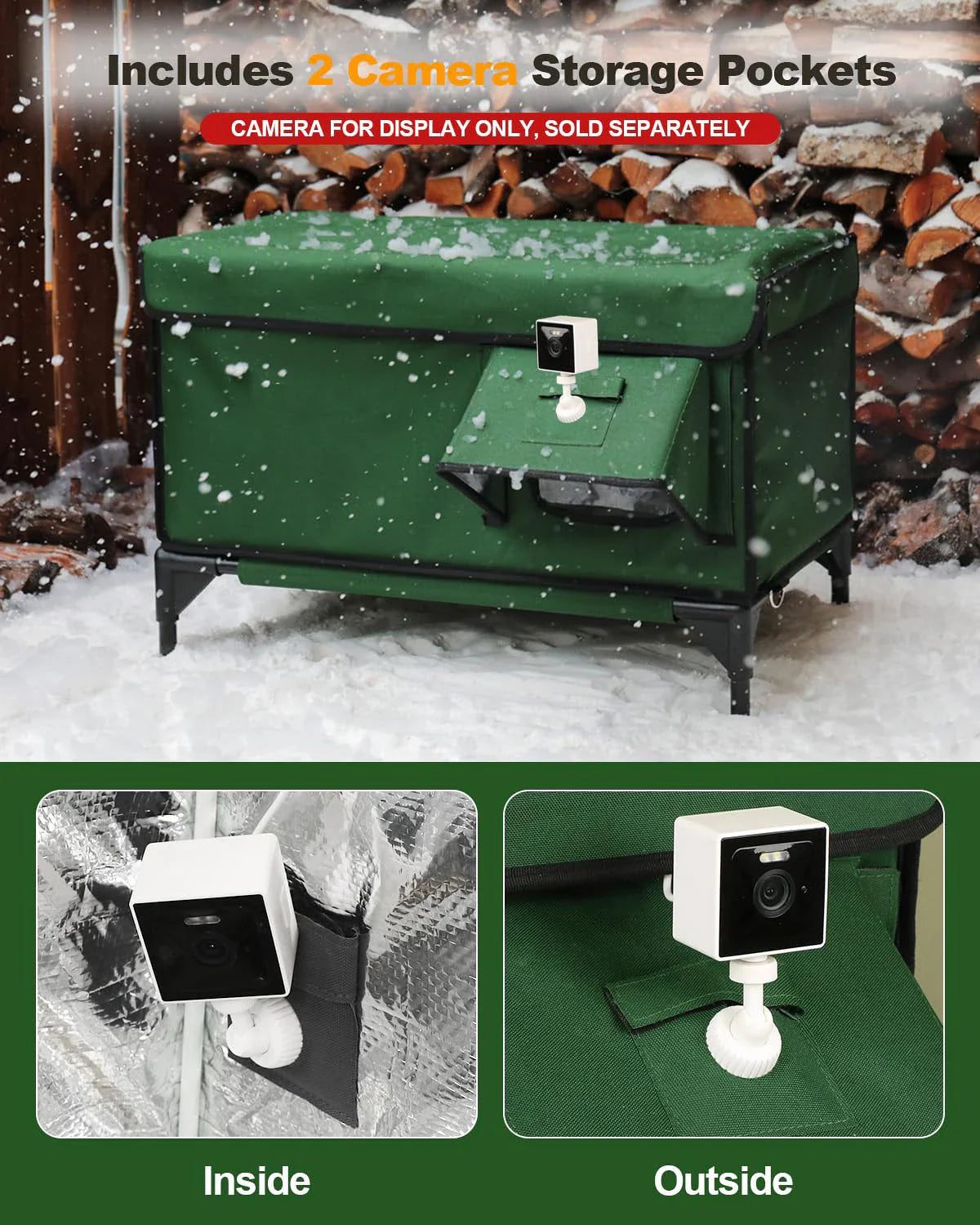 Niche chauffée et isolée pour chat, avec coussin chauffant, idéale comme abri d'hiver extérieur.