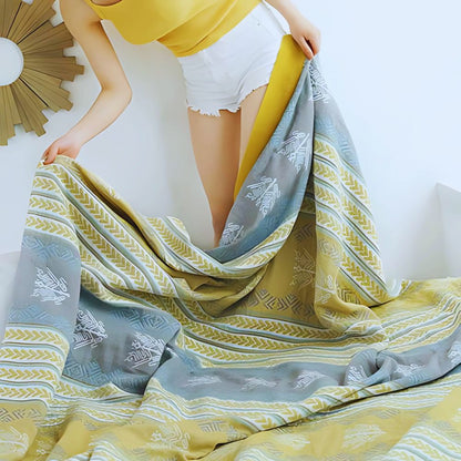 Plaid réversible en coton - Motif Rêves de Champs de Blé Cosy