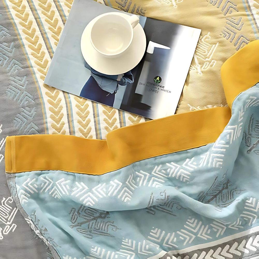 Plaid réversible en coton - Motif Rêves de Champs de Blé Cosy