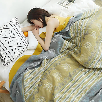 Plaid réversible en coton - Motif Rêves de Champs de Blé Cosy