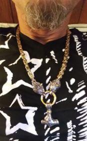 Collier pendentif loup en acier inoxydable avec chaîne Mjolnir pour homme