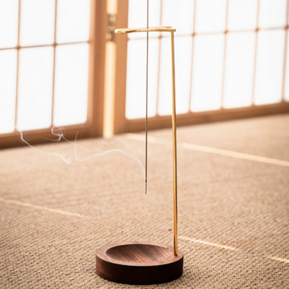 Wooden Incense Burner with Metal Holder for Aromatherapy & Meditation