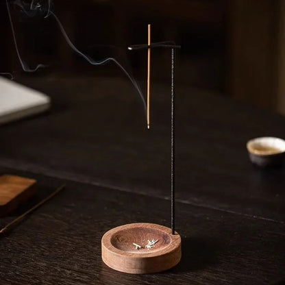Wooden Incense Burner with Metal Holder for Aromatherapy & Meditation