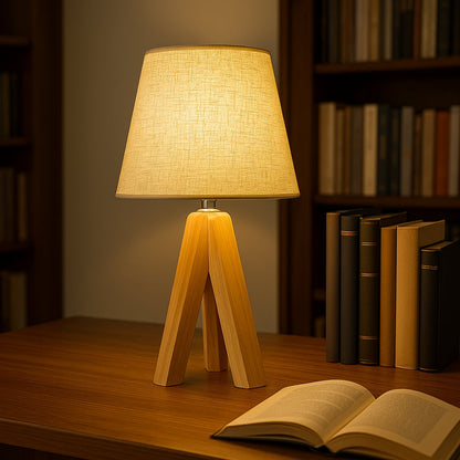 Stilvolle USB-Tischleuchte mit Holzstativ für Zuhause und Büro