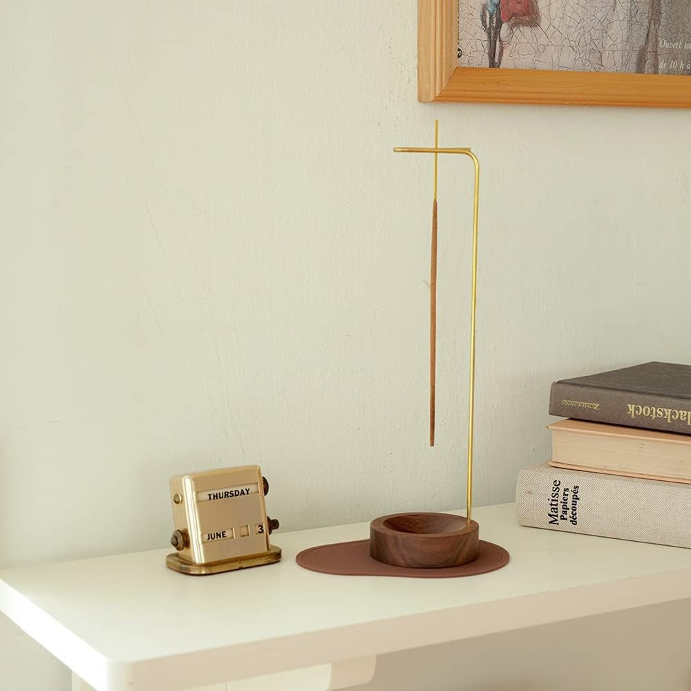 Wooden Incense Burner with Metal Holder for Aromatherapy & Meditation