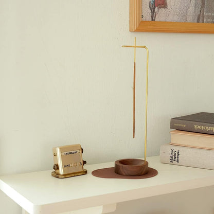 Wooden Incense Burner with Metal Holder for Aromatherapy & Meditation