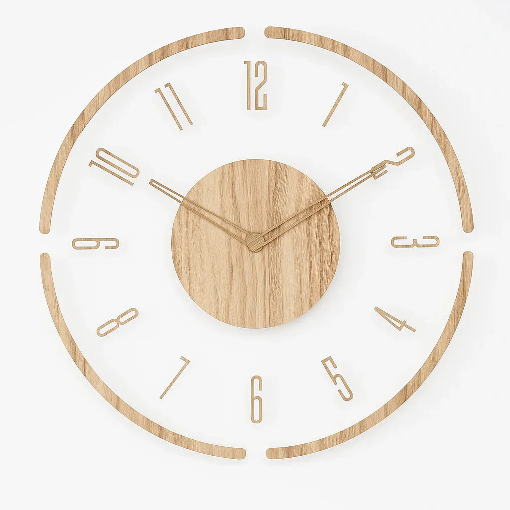 Holz-Wanduhr - Design minimaliste - Lautloses Uhrwerk