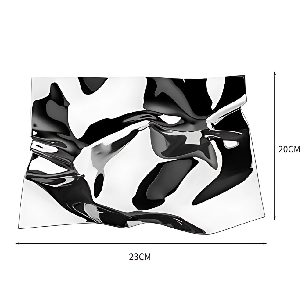 Plateau de service moderne en acier inoxydable froissé, couleur obsidienne, pour la décoration intérieure