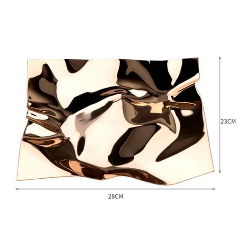 Plateau de service moderne en acier inoxydable froissé, couleur obsidienne, pour la décoration intérieure