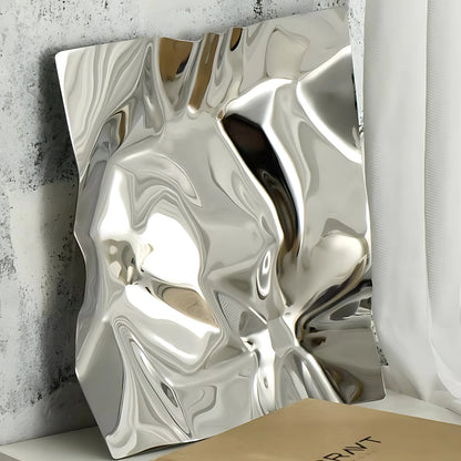 Plateau de service moderne en acier inoxydable froissé, couleur obsidienne, pour la décoration intérieure