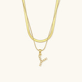Marissa - Layered Gold Initial Letter Necklace — bringing modern charm to your space.