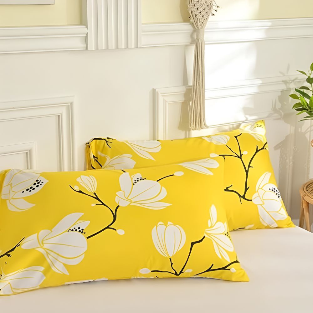 Yellow Blossom Quilt Cover Set - 3 Piece Bedding Set for Comfort