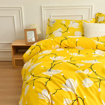 Yellow Blossom Quilt Cover Set - 3 Piece Bedding Set for Comfort