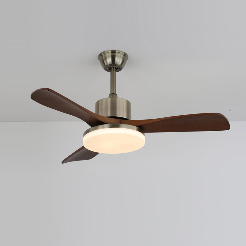 Ventilateur de plafond moderne en bois | Kit d'éclairage LED en nickel brossé
