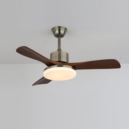 Ventilateur de plafond moderne en bois | Kit d'éclairage LED en nickel brossé