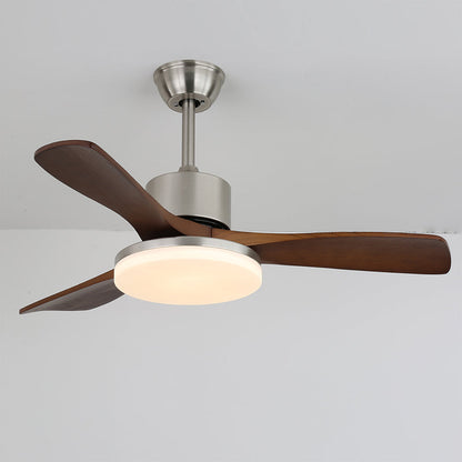 Ventilateur de plafond moderne en bois | Kit d'éclairage LED en nickel brossé