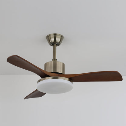 Ventilateur de plafond moderne en bois | Kit d'éclairage LED en nickel brossé