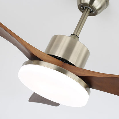 Ventilateur de plafond moderne en bois | Kit d'éclairage LED en nickel brossé