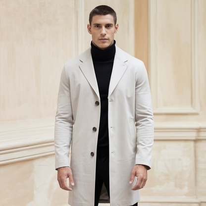 Kirk | Langer Baumwollmantel – Manteau décontracté plus élégant pour l'étiquette et le manteau formel