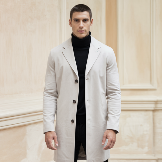 Kirk | Langer Baumwollmantel – Manteau décontracté plus élégant pour l'étiquette et le manteau formel