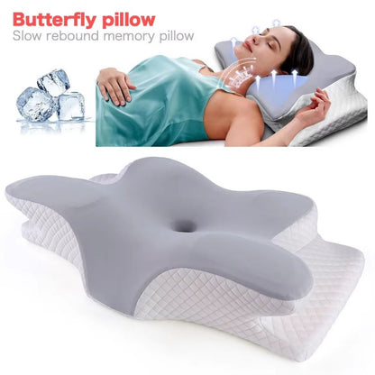 Oreiller cervical en mousse à mémoire de forme, oreiller ergonomique rafraîchissant pour dormir sur le côté, avec housse, idéal pour lutter contre l'insomnie