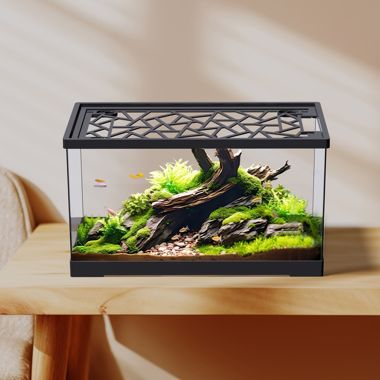 5-Gallon Fish Tank with Lid for Home & Office, Ideal for Turtles, Shrimp, Goldfish, Frogs