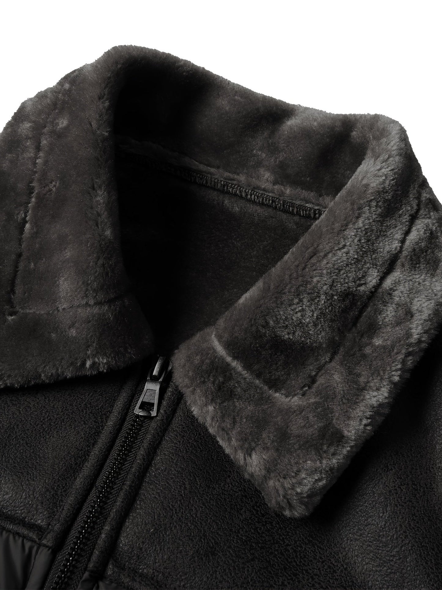 Herren Freizeit Pufferjacke mit Kunstfellkragen – Warmer einfarbiger Reißverschlussmantel