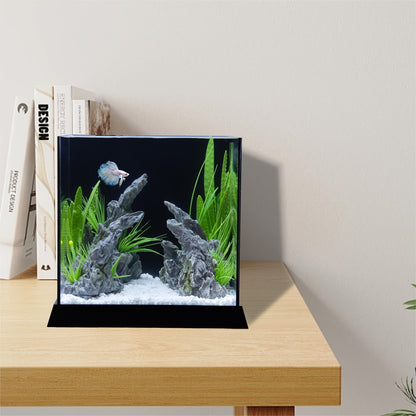 Grand aquarium en acrylique avec support - Aquarium élégant pour betta avec vue transparente, conception durable pour la maison ou le bureau